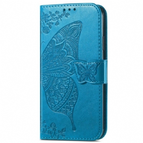 Bőrtok Motorola Edge 50 Fusion Barokk Pillangó