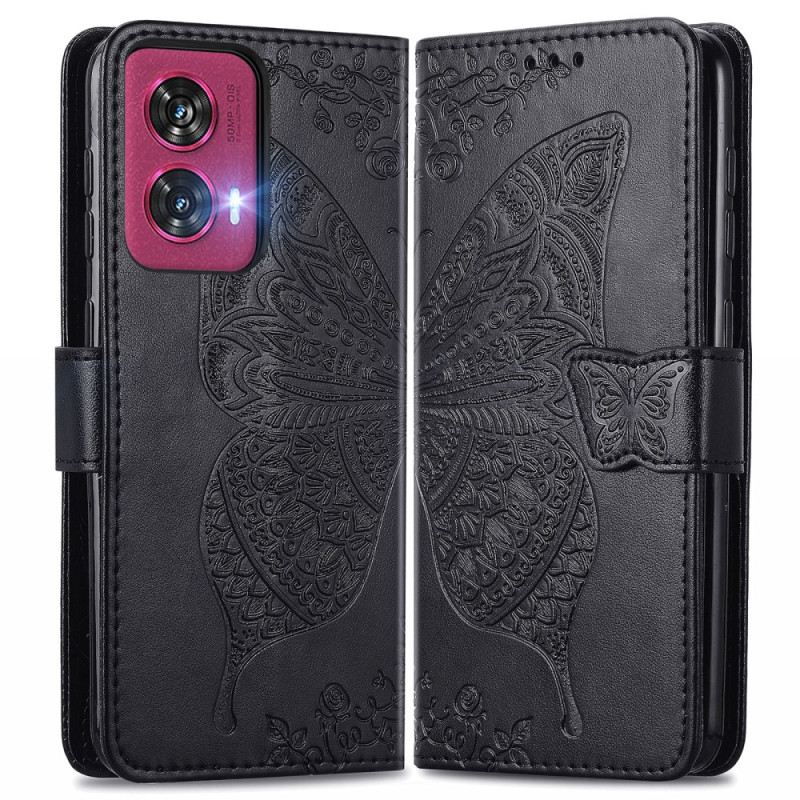 Bőrtok Motorola Edge 50 Fusion Barokk Pillangó