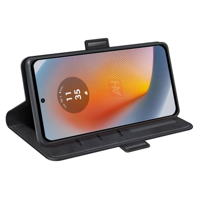 Bőrtok Motorola Edge 50 Fusion Kettős Kapocs