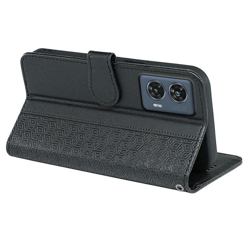 Bőrtok Motorola Edge 50 Fusion Kockamintás Fríz