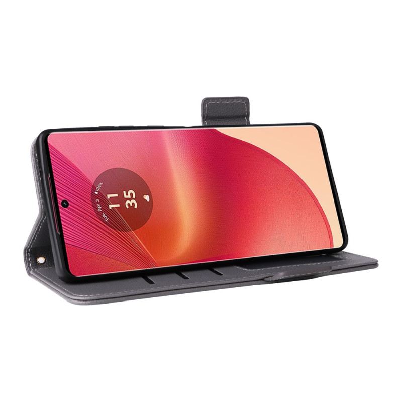 Bőrtok Motorola Edge 50 Fusion Licsi Textúra Pánttal