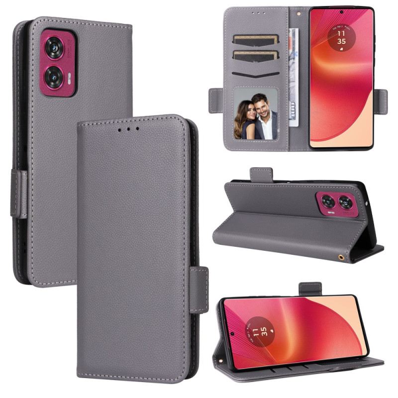 Bőrtok Motorola Edge 50 Fusion Licsi Textúra Pánttal