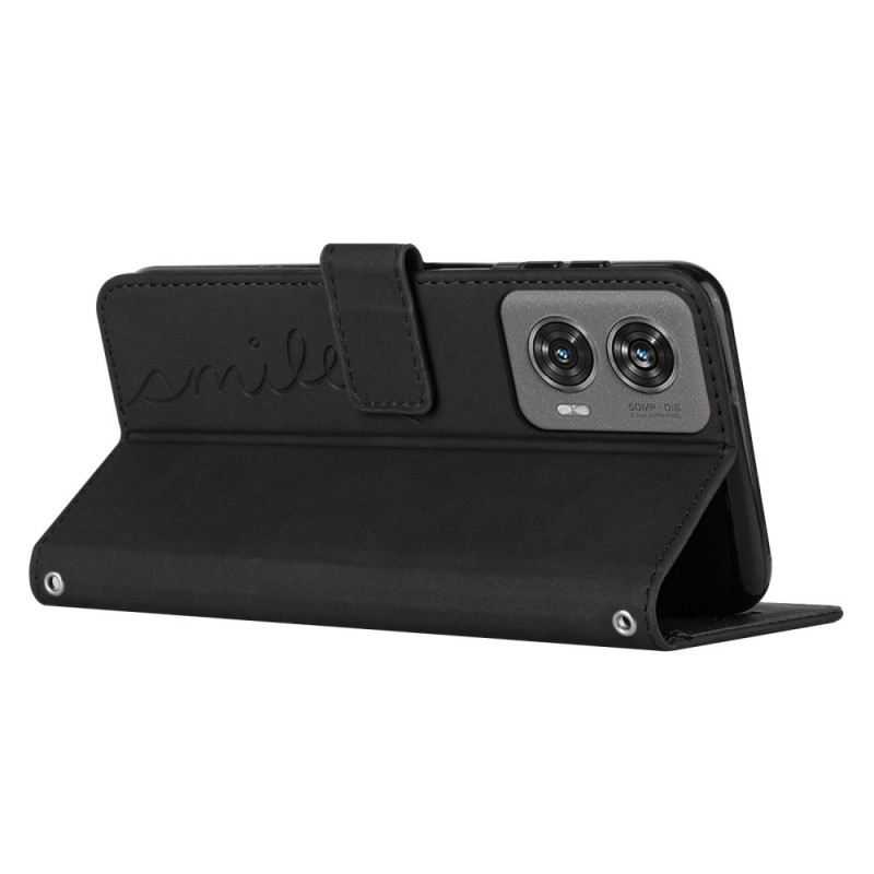 Bőrtok Motorola Edge 50 Fusion Mosolyogj A Nyakpántra