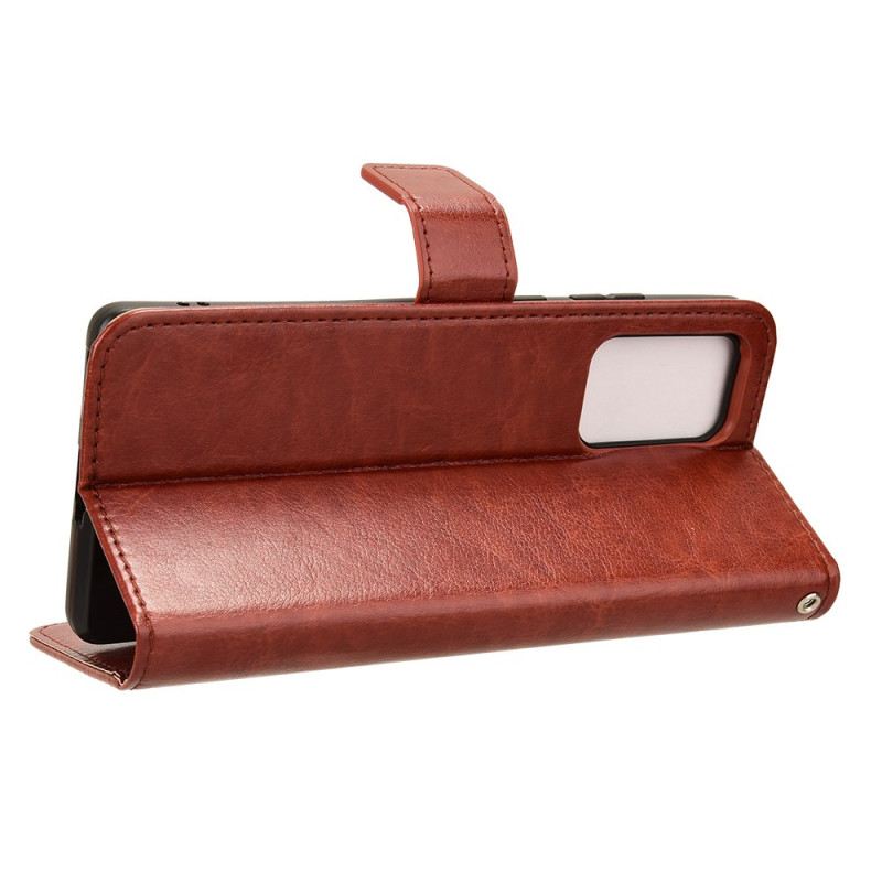 Bőrtok Motorola Edge 50 Fusion Ragyogó Műbőr Pánttal