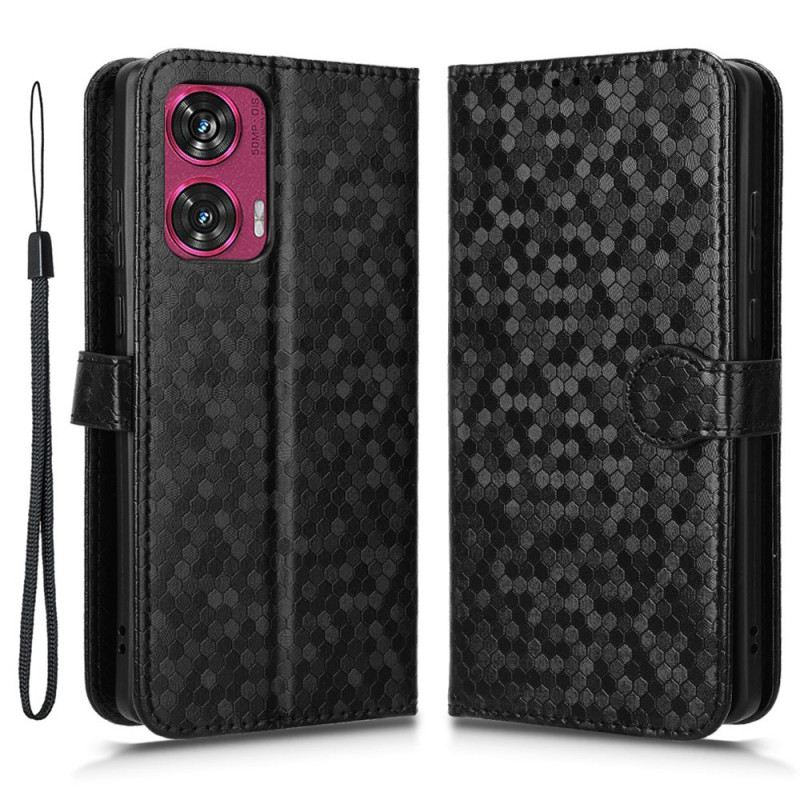 Bőrtok Motorola Edge 50 Fusion Ragyogó Öltés Pánttal