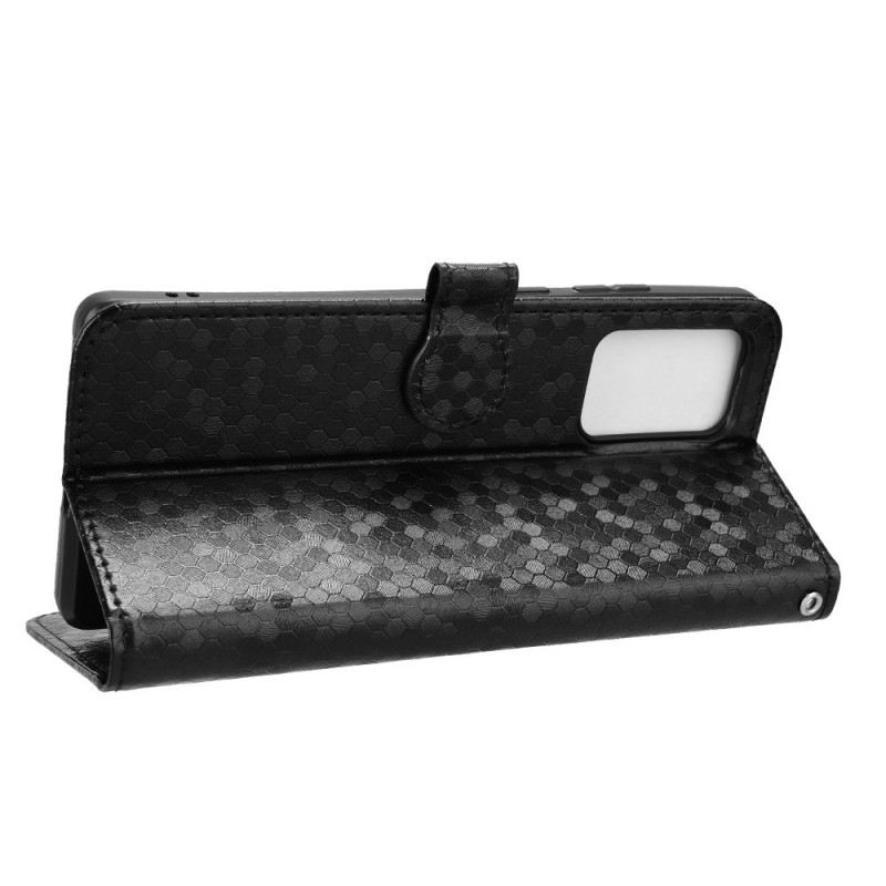 Bőrtok Motorola Edge 50 Fusion Ragyogó Öltés Pánttal