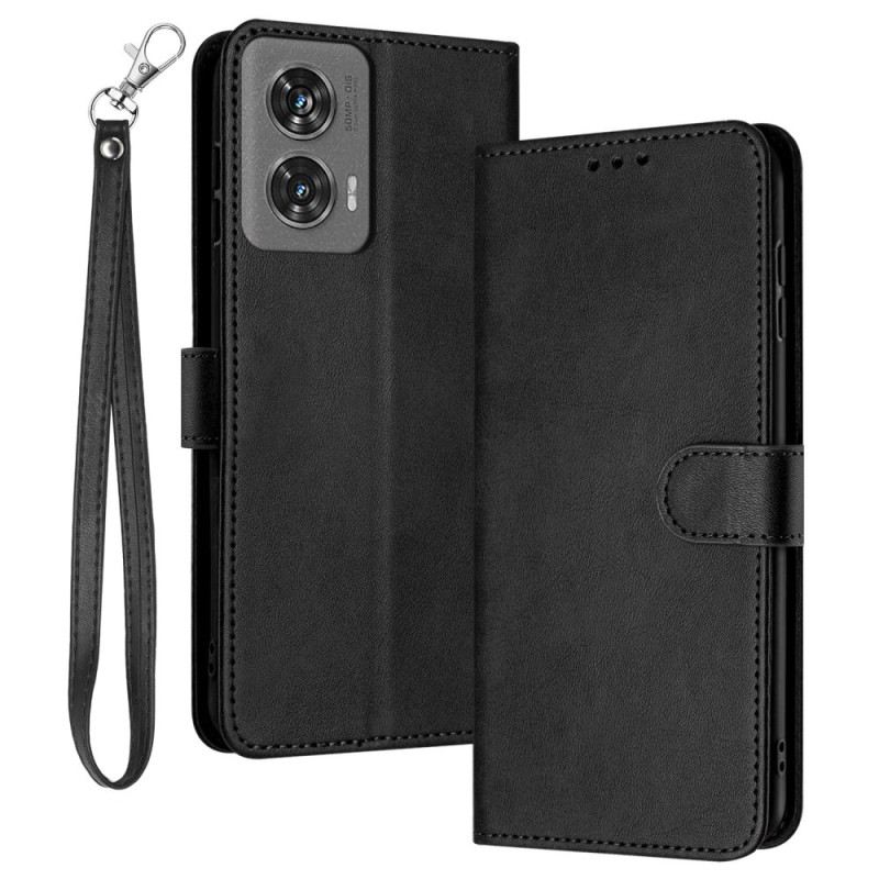 Bőrtok Motorola Edge 50 Fusion Sima Műbőr Szíjjal