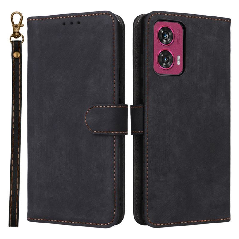 Bőrtok Motorola Edge 50 Fusion Velúr Stílusú Rfid Blokkolás