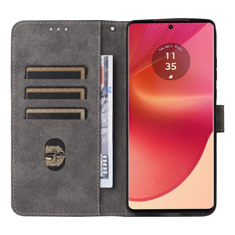 Bőrtok Motorola Edge 50 Fusion Velúr Stílusú Rfid Blokkolás