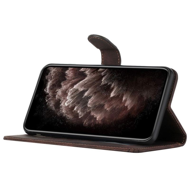 Bőrtok Motorola Edge 50 Fusion Vonalak És Gyémántok Szíjjal