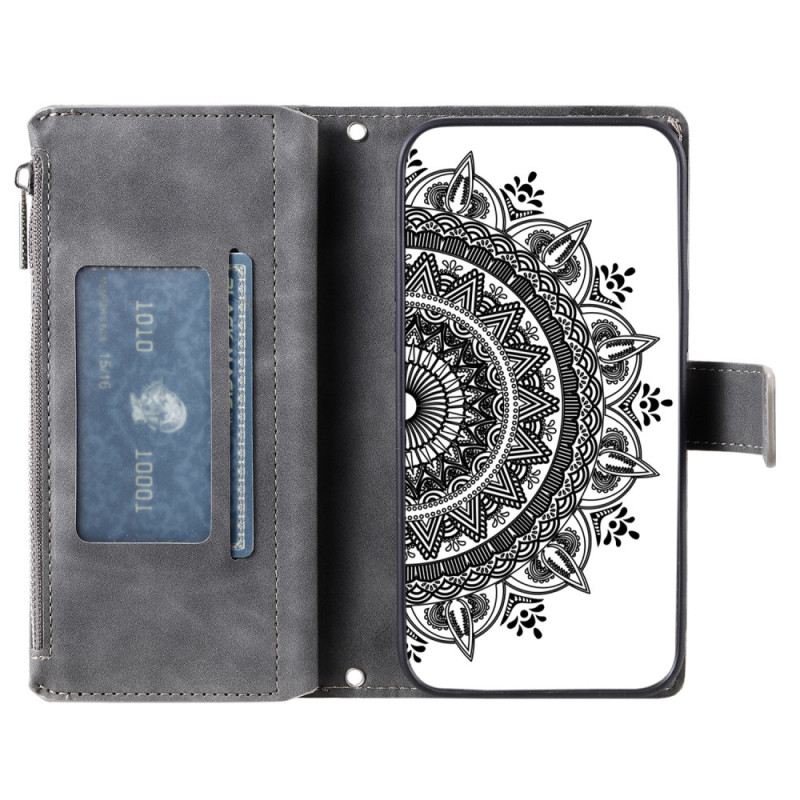 Fliptok Motorola Edge 50 Fusion Mandala Virág Velúr Hatású Pénztárca