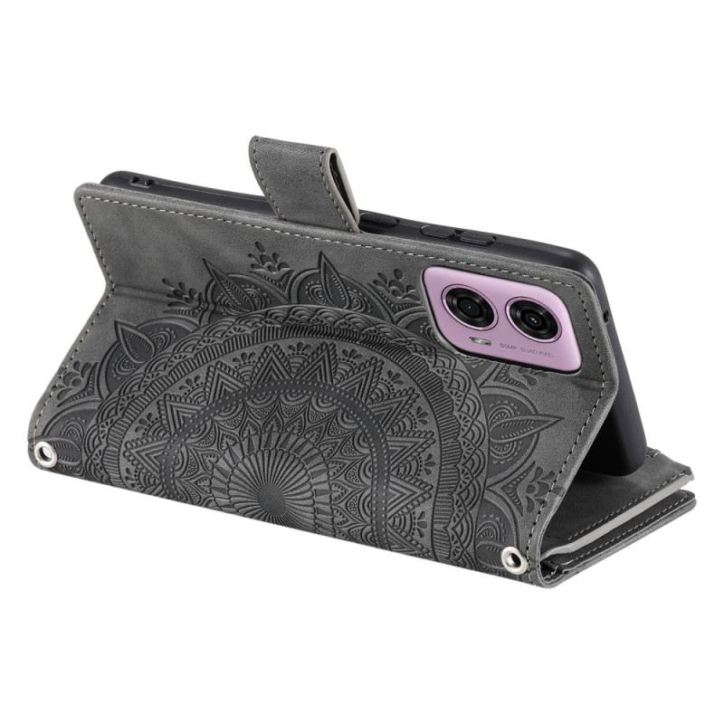 Fliptok Motorola Edge 50 Fusion Mandala Virág Velúr Hatású Pénztárca