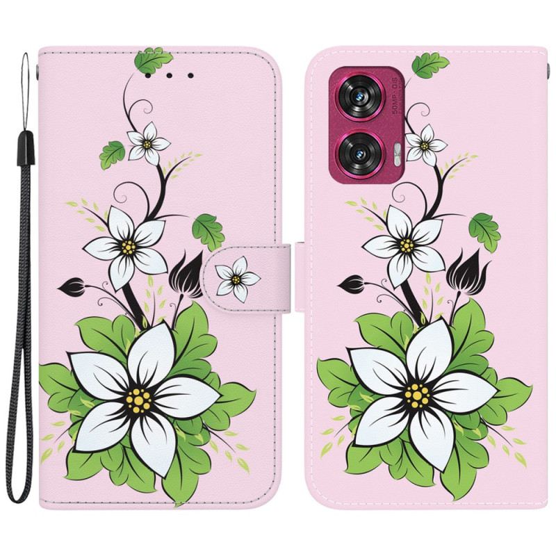 Motorola Edge 50 Fusion Nyomtatott Mintás Pénztárca - Liliom