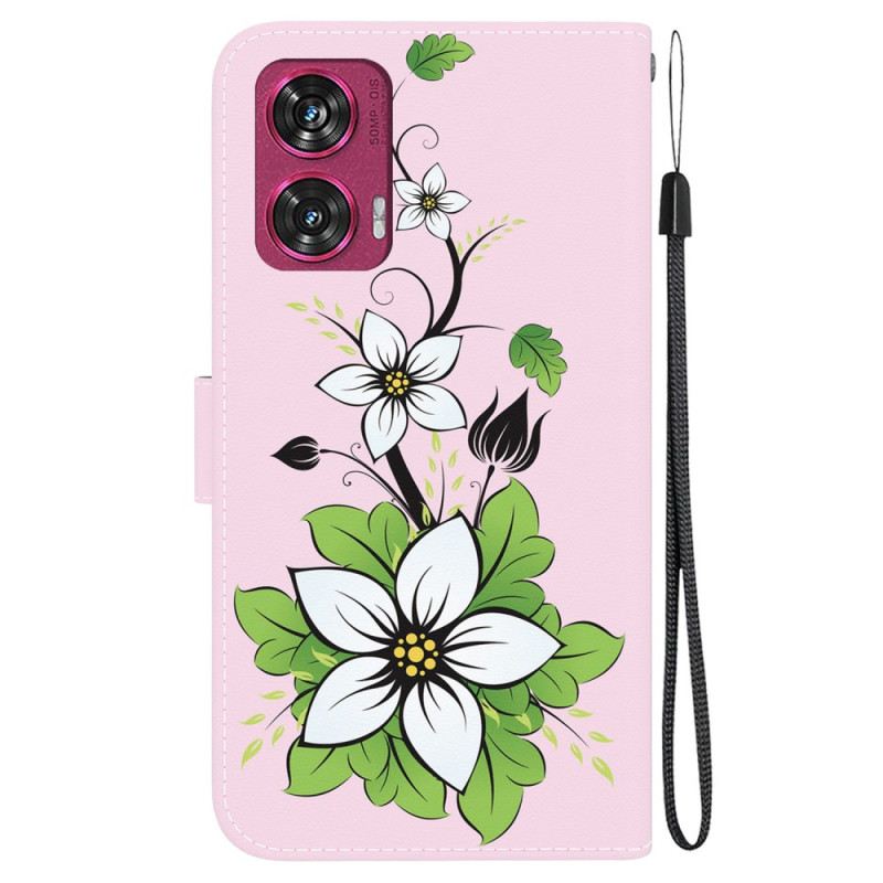 Motorola Edge 50 Fusion Nyomtatott Mintás Pénztárca - Liliom