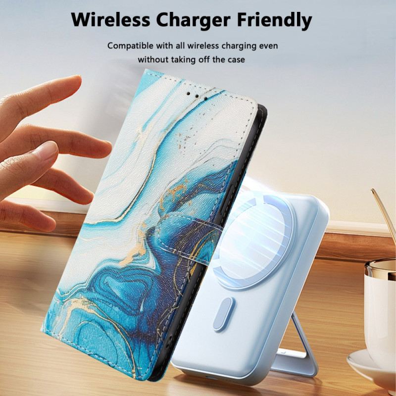 Bőrtok Xiaomi 15t Pro Kék Márvány