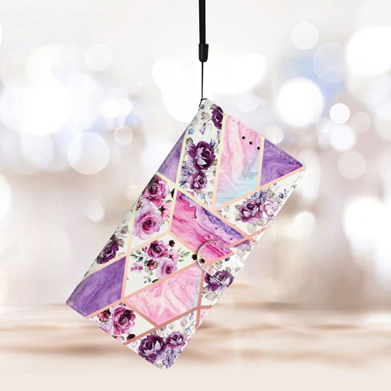 Bőrtok Xiaomi 15t Pro Lila Virágok