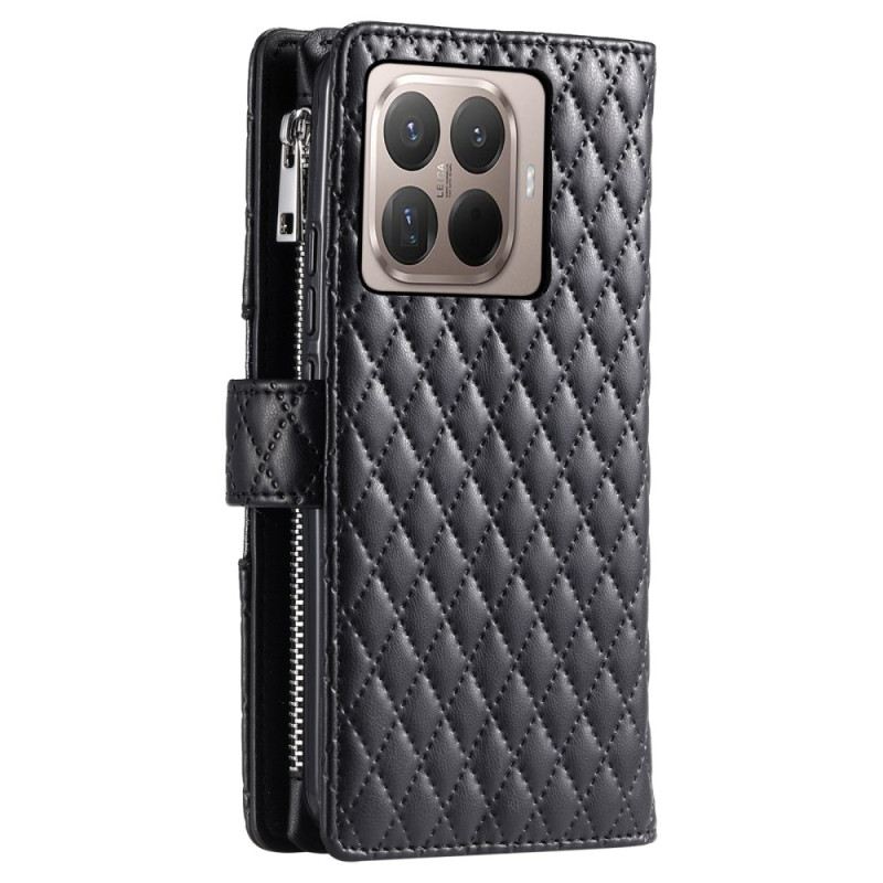 Bőrtok Xiaomi 15t Pro Steppelt Cipzáras Zsebbel