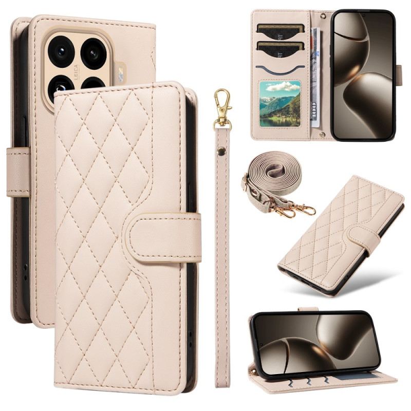 Bőrtok Xiaomi 15t Pro Steppelt Pánttal És Vállpánttal