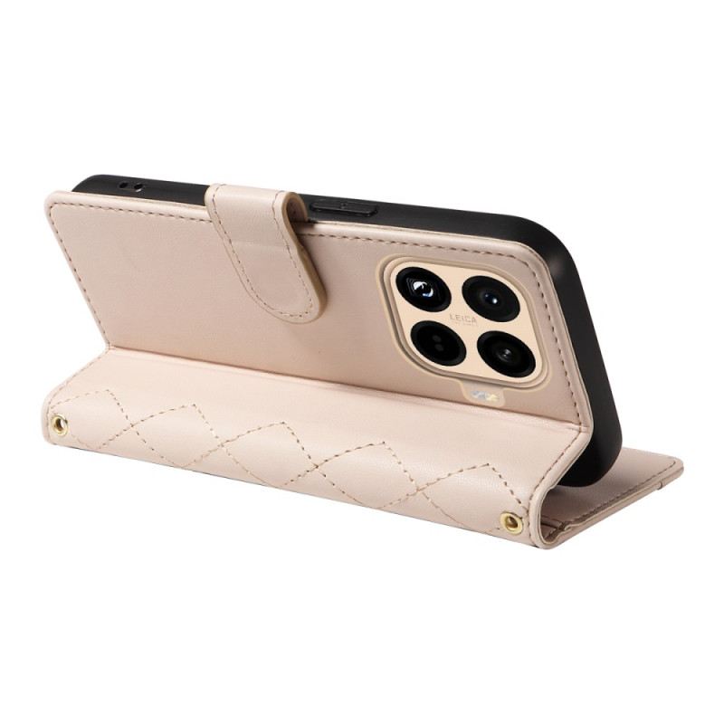 Bőrtok Xiaomi 15t Pro Steppelt Pánttal És Vállpánttal