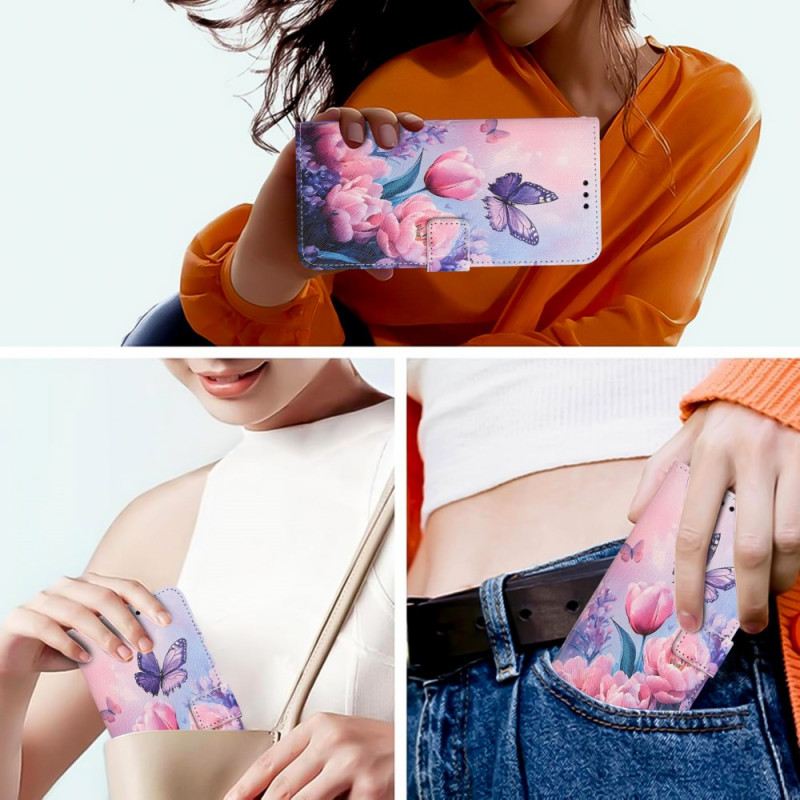 Kinyitható Bőrtok Xiaomi 15t Pro Tulipánok És Pillangók