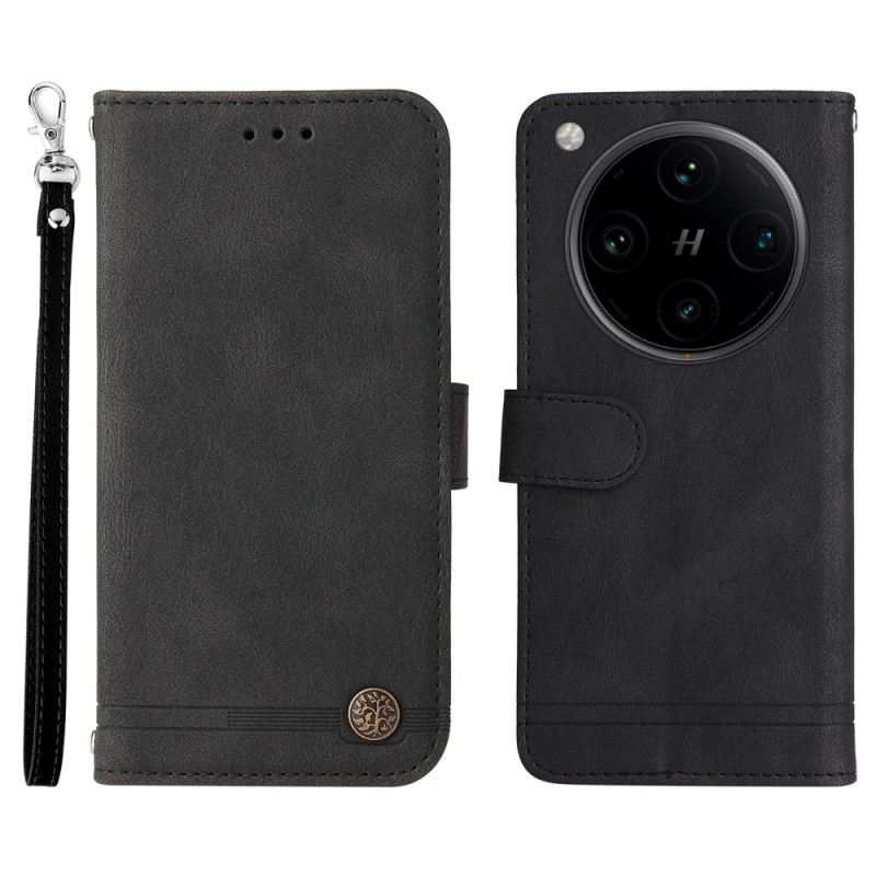 Kinyitható Bőrtok Oppo Find X8 Pro Klasszikus Vintage Szíj