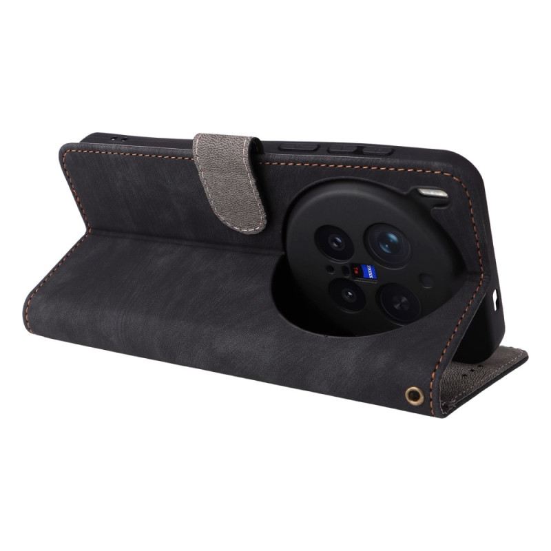 Bőrtok Vivo X300 Pro Rfid-védelemmel Ellátott Bőrhatású