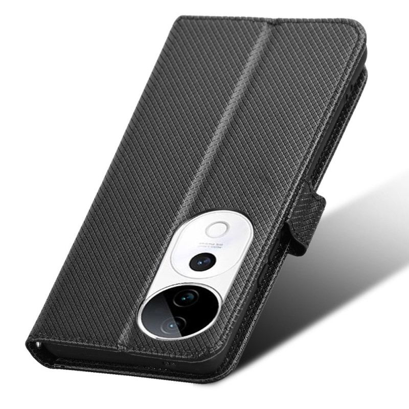 Bőrtok Vivo V40 5g Gyémánt Textúra