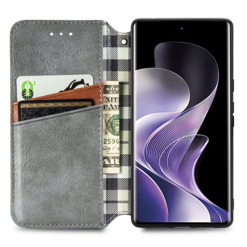 Fliptok Vivo V40 5g Gyémántmintás Velúr Hatású