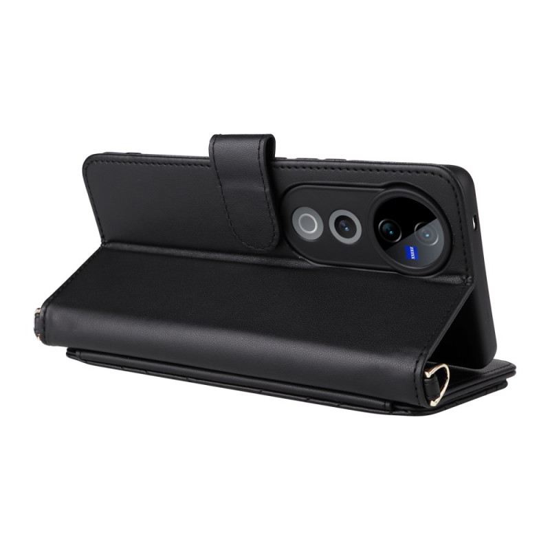 Fliptok Vivo V40 5g Pánttal És Vállpánttal Steppelt