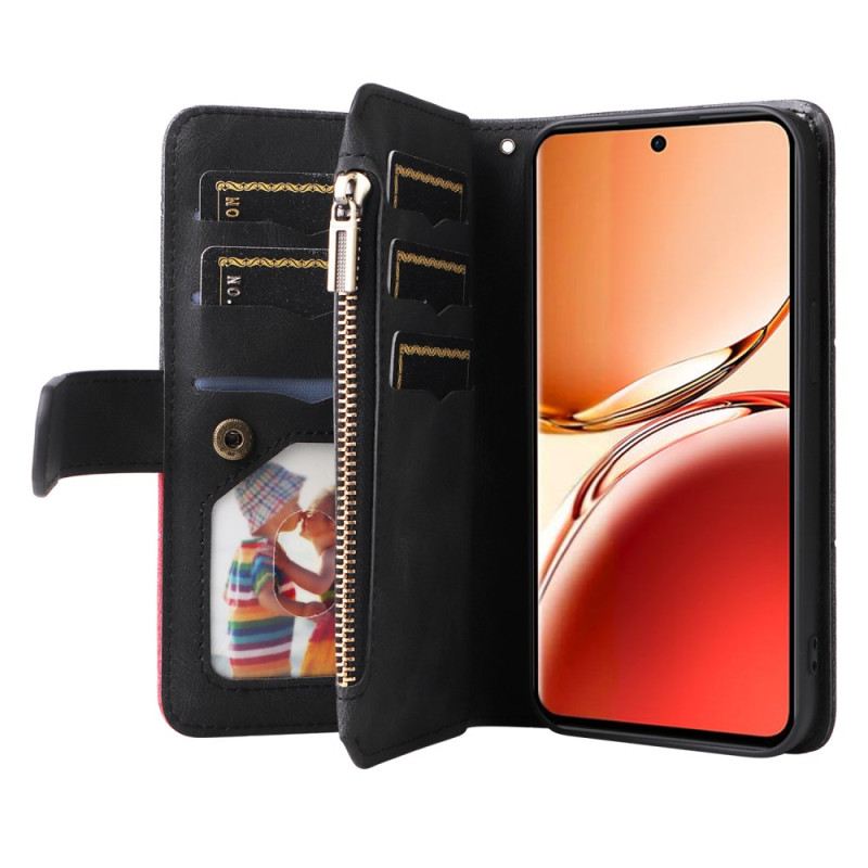 Kinyitható Bőrtok Oppo Reno 12f 5g Kéttónusú Wavy Line Pénztárca