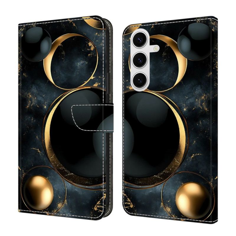 Bőrtok Samsung Galaxy S26 Plus Arany Gyűrűk