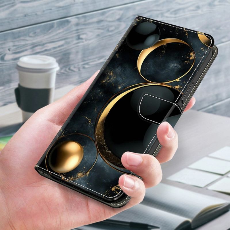 Bőrtok Samsung Galaxy S26 Plus Arany Gyűrűk