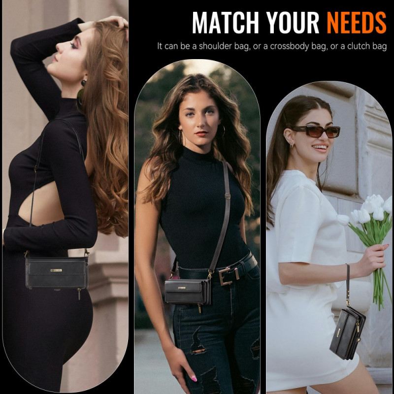 Bőrtok Samsung Galaxy S26 Plus Caseme Rfid-védelemmel És Vállpánttal