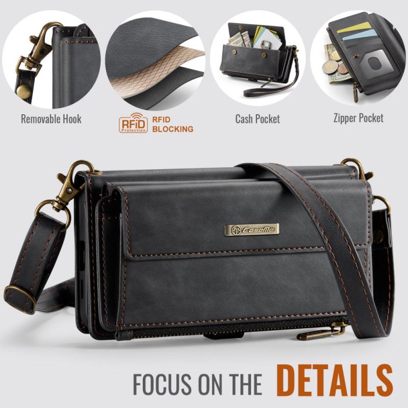 Bőrtok Samsung Galaxy S26 Plus Caseme Rfid-védelemmel És Vállpánttal