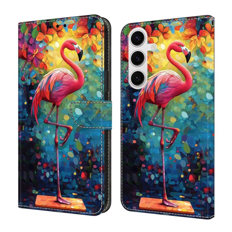 Bőrtok Samsung Galaxy S26 Plus Művészi Flamingó