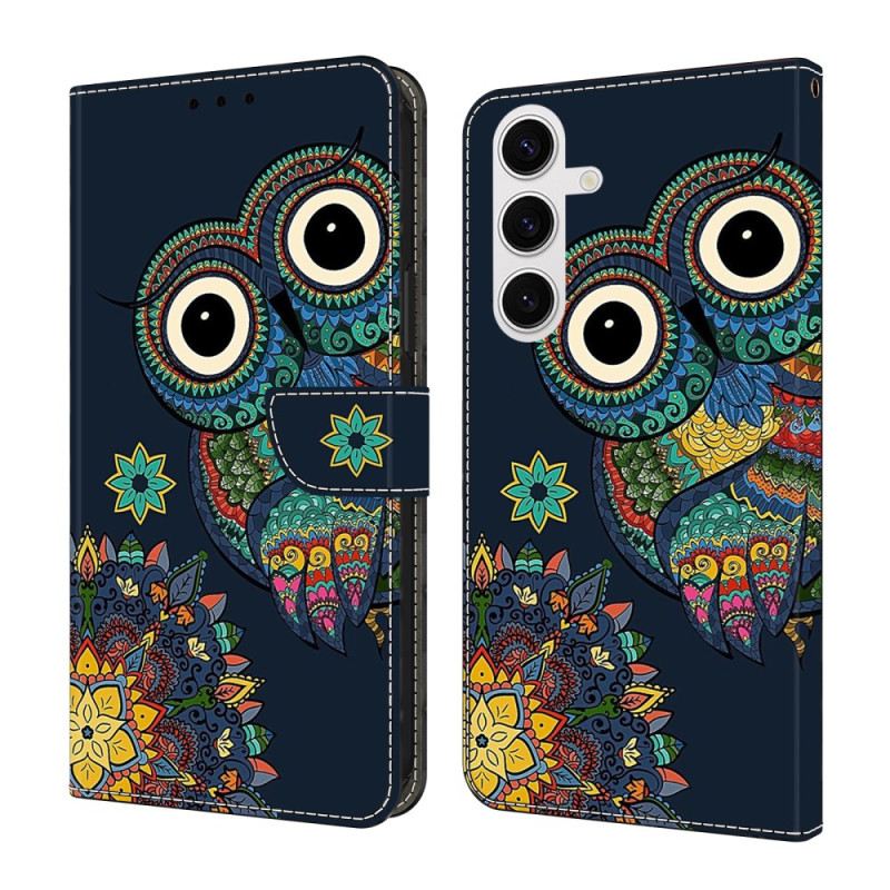 Kinyitható Bőrtok Samsung Galaxy S26 Plus Bagoly Mandala Minta