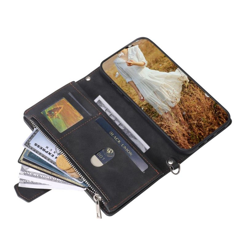 Kinyitható Bőrtok Samsung Galaxy S26 Plus Steppelt Pénztárca Pánttal