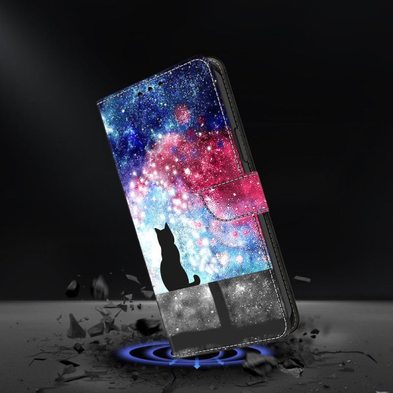 Kinyitható Tokok Samsung Galaxy S26 Plus Macska A Csillagos Égen