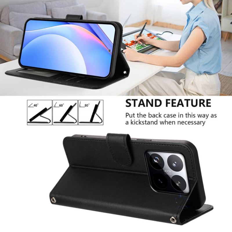 Bőrtok Xiaomi 15t Egyszínű Rfid-védelemmel