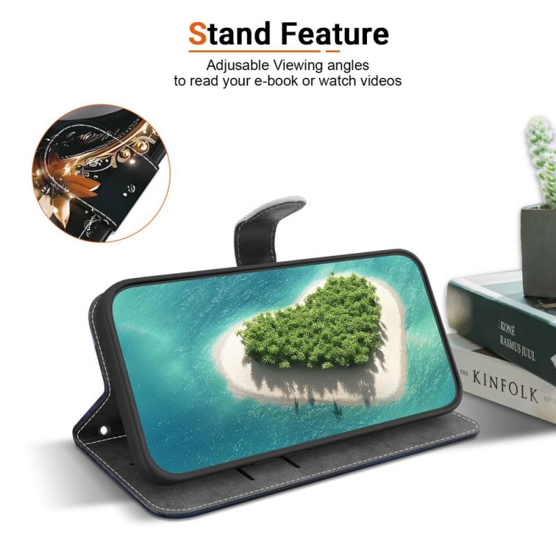 Bőrtok Xiaomi 15t Fekete És Arany Szív