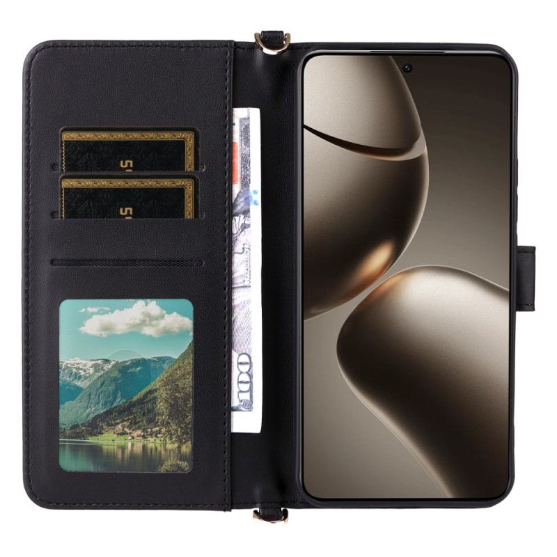 Bőrtok Xiaomi 15t Steppelt Vállpánttal És Csuklópánttal