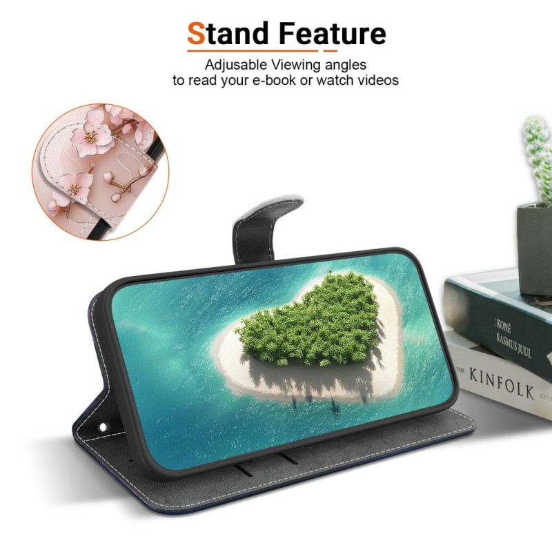 Kinyitható Bőrtok Xiaomi 15t Rózsaarany Pillangók És Virágok