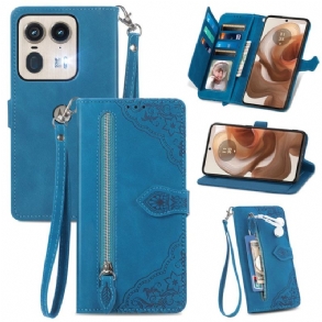 Bőrtok Motorola Edge 50 Ultra Csipke Pénztárca