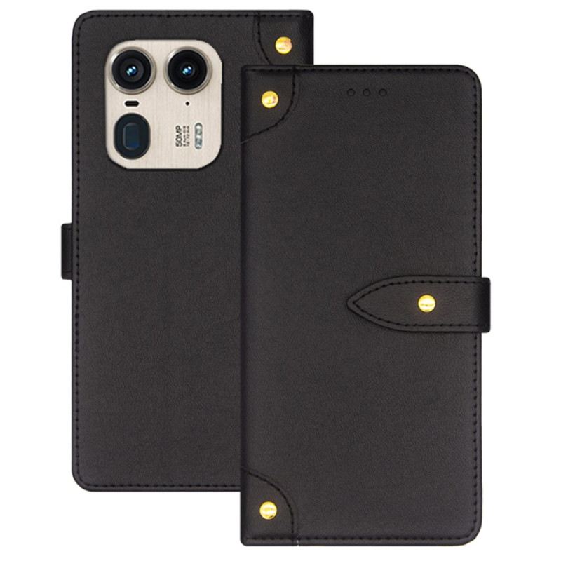 Bőrtok Motorola Edge 50 Ultra Idewei Szegecsek