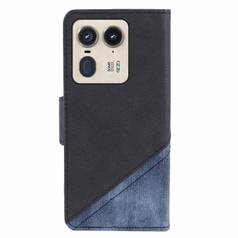 Bőrtok Motorola Edge 50 Ultra Kéttónusú Retro