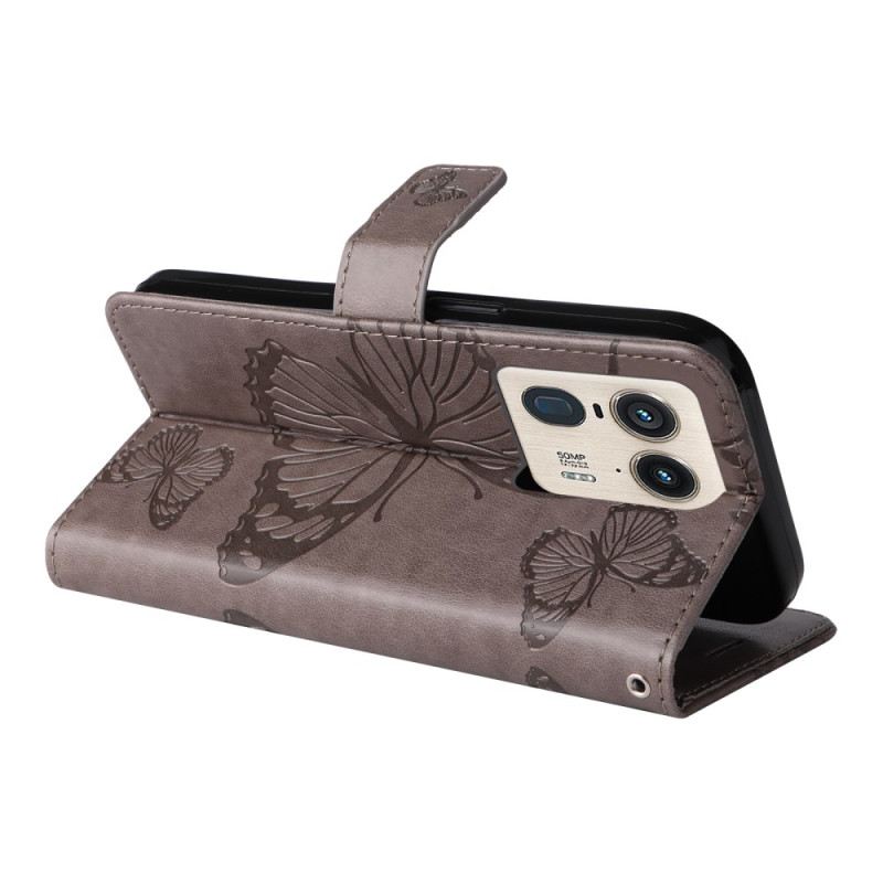 Bőrtok Motorola Edge 50 Ultra Óriáslepkék