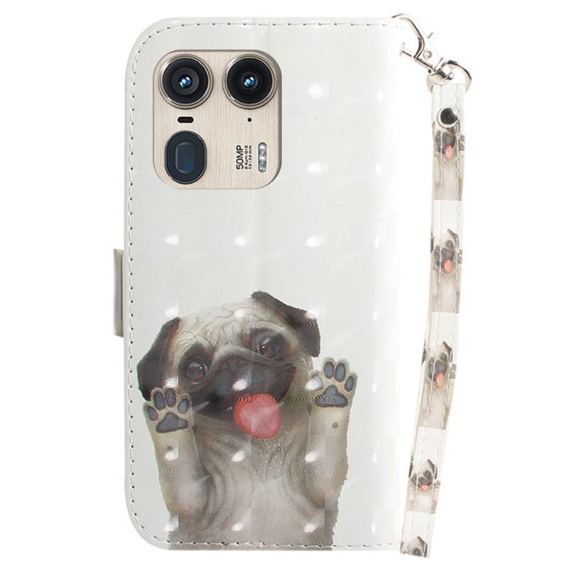 Bőrtok Motorola Edge 50 Ultra Pántos Mopsz