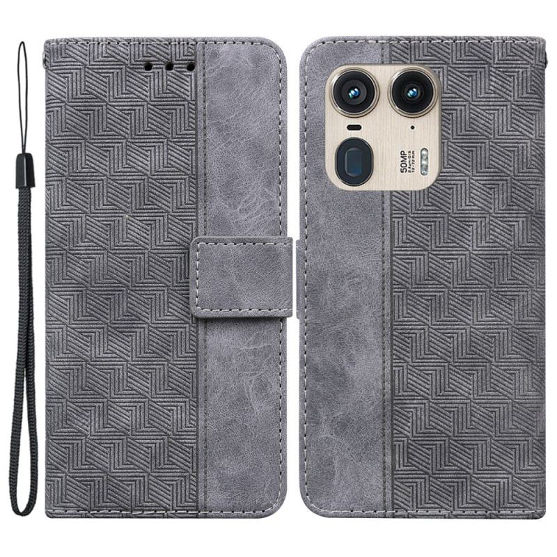 Bőrtok Motorola Edge 50 Ultra Pántos Szőtt Minta