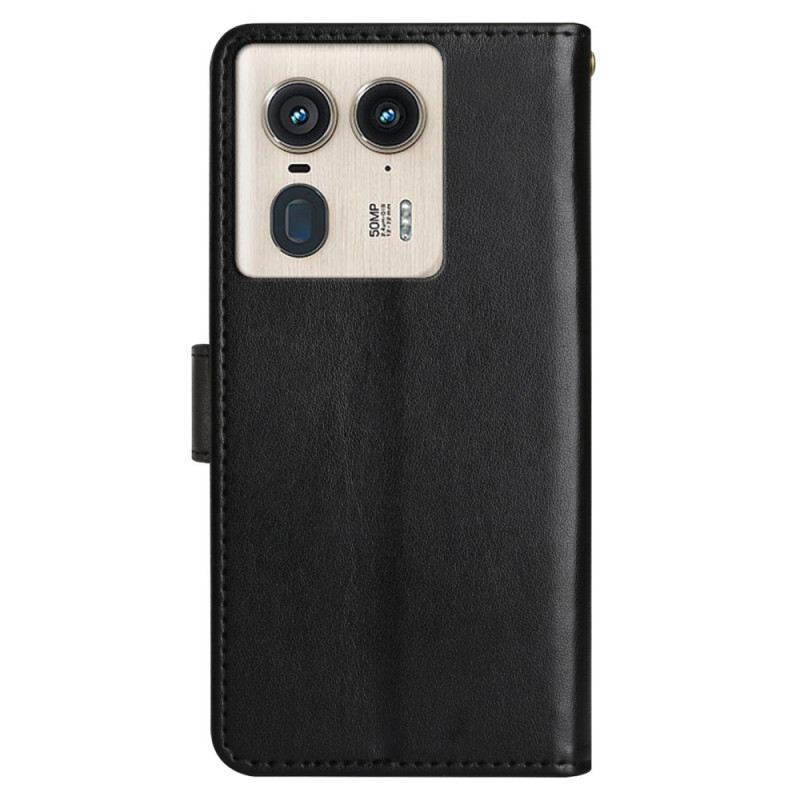 Bőrtok Motorola Edge 50 Ultra Pillangók És Virágok