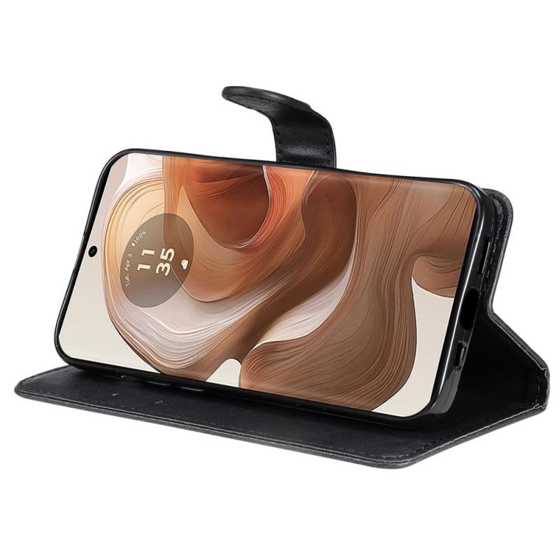 Bőrtok Motorola Edge 50 Ultra Sima Műbőr Szíjjal